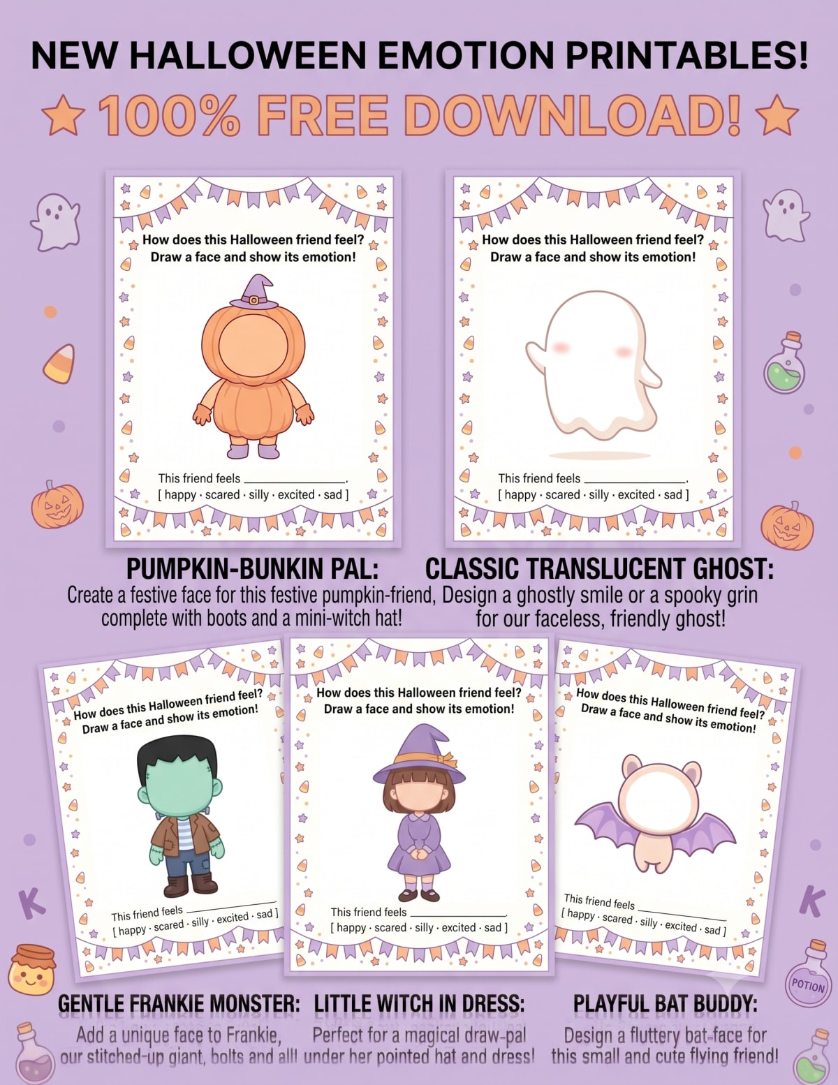free halloween emotion worksheets