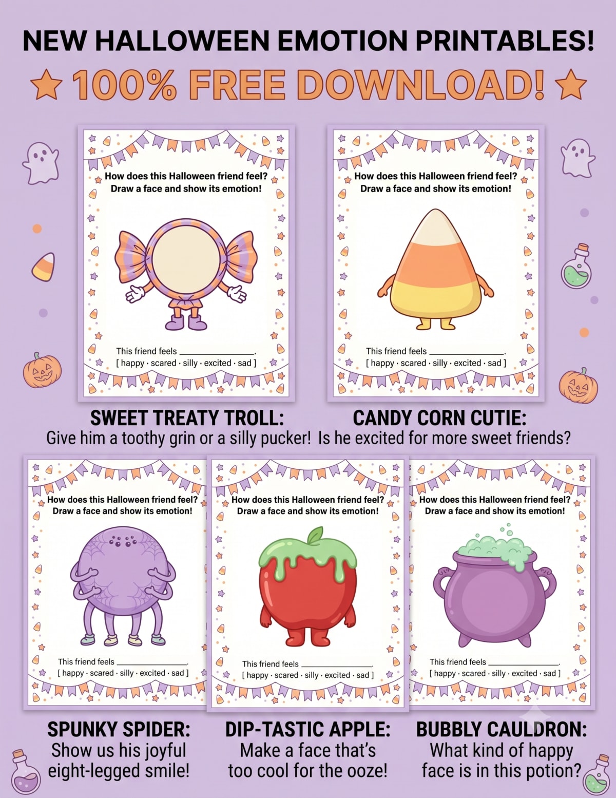free halloween emotion worksheets
