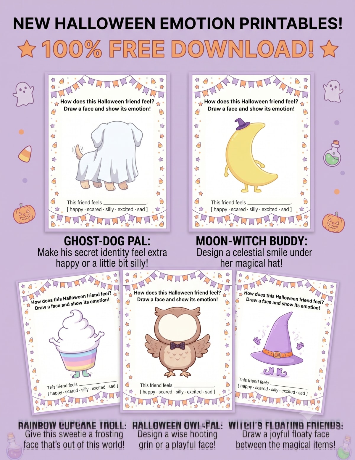 free Halloween emotion worksheets